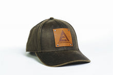 Load image into Gallery viewer, Allis Chalmers Logo Hat, Leather Emblem, Oil Distressed