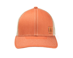 Burnt Orange AC Leather Emblem Hat, Mesh Back