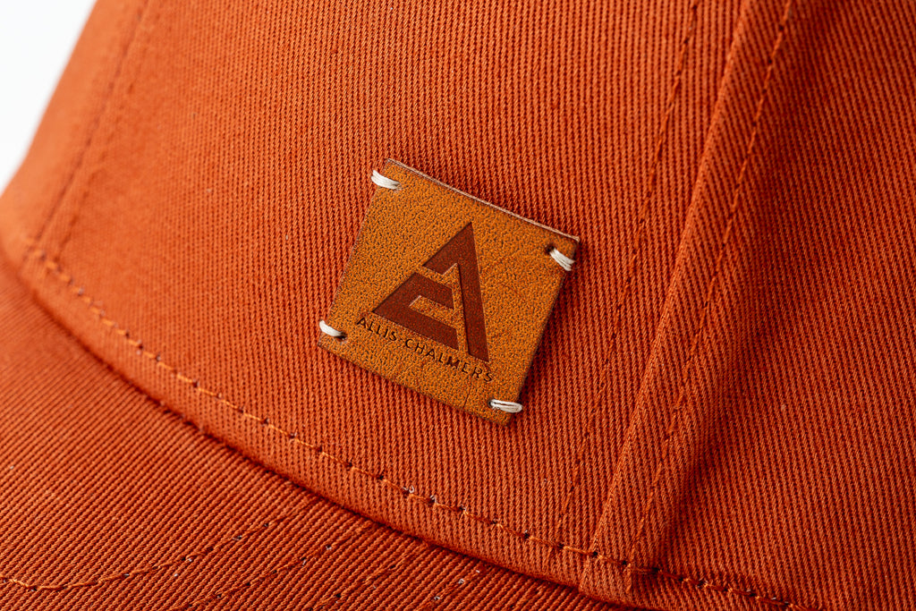 Allis Chalmers Hat, New Logo, Leather, Burnt Orange
