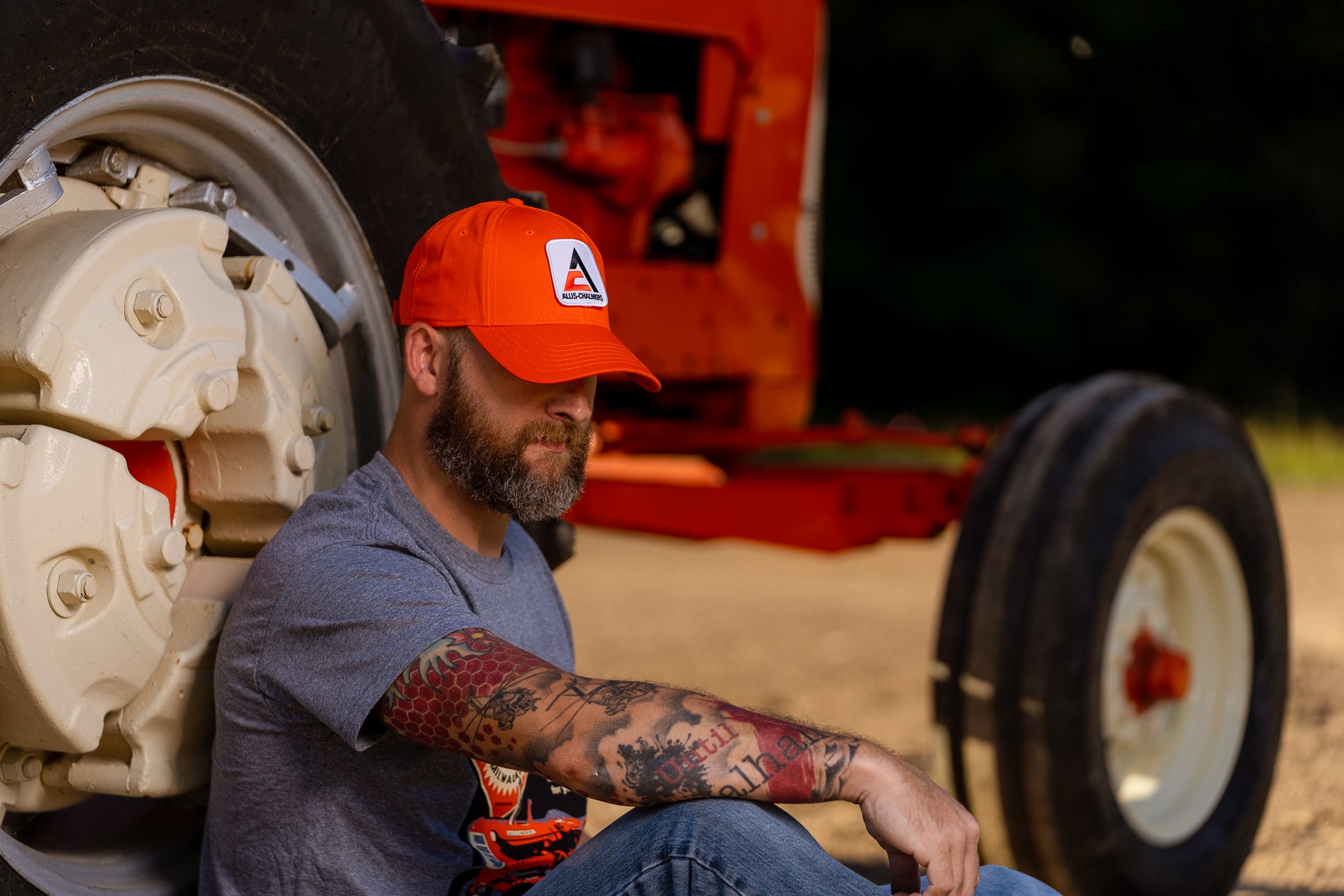 Allis Chalmers Hat, new logo, solid orange, choose adult or youth size