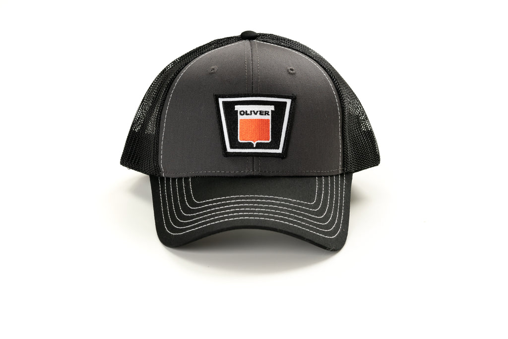 Oliver Logo Hat, Gray with Black Mesh Back, Keystone Oliver Emblem