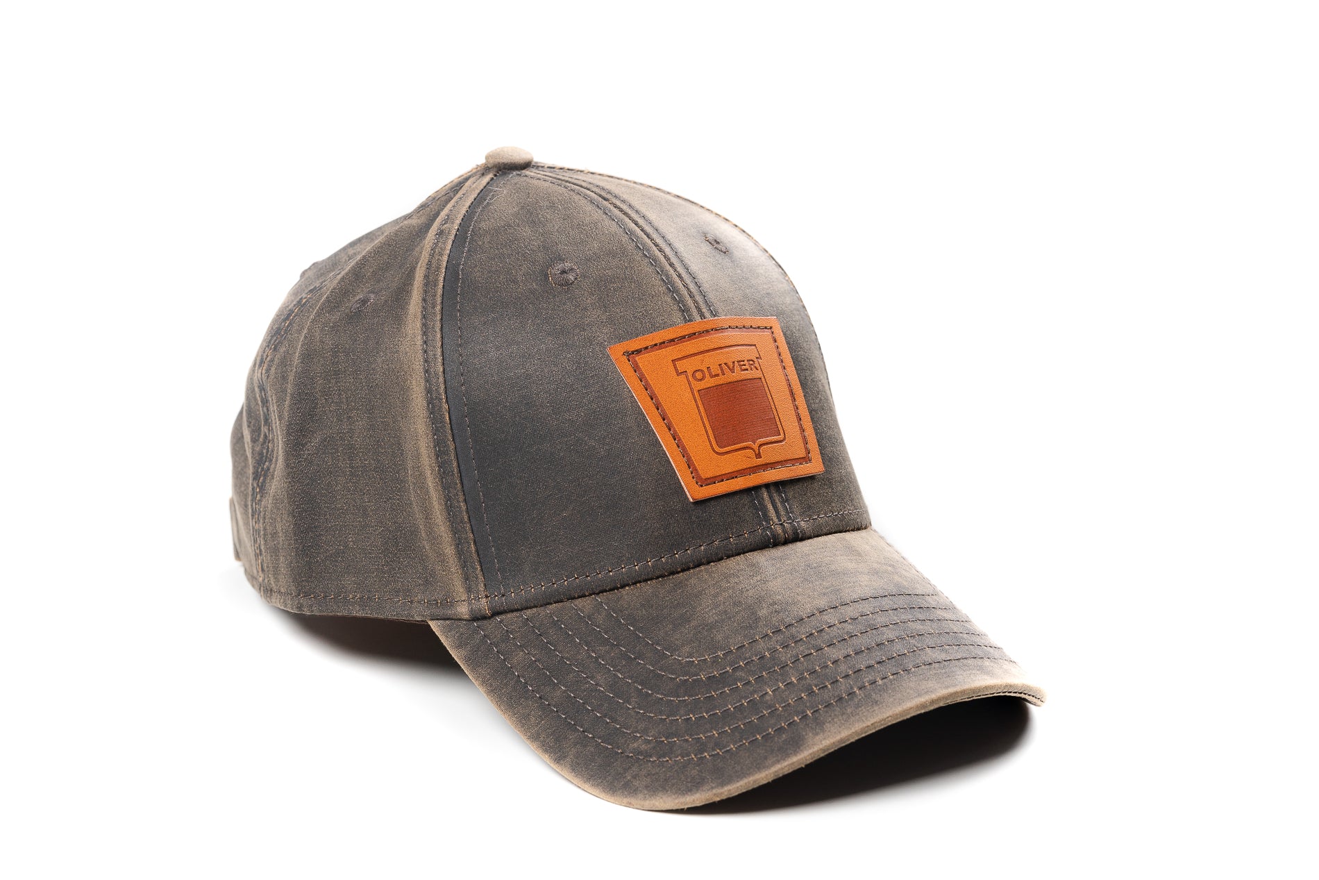 Keystone Oliver Leather Emblem Hat, Oil Distressed