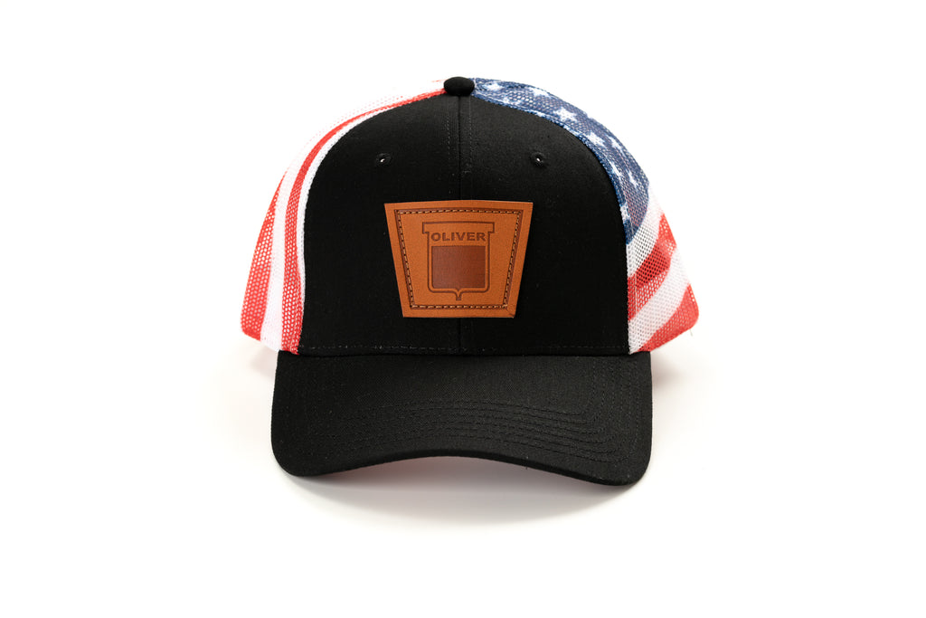 Keystone Oliver Leather Emblem Hat, Flag Mesh