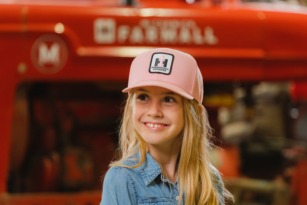 International Harvester Logo Hat, Solid Pink, Adult, Youth or Toddler Size
