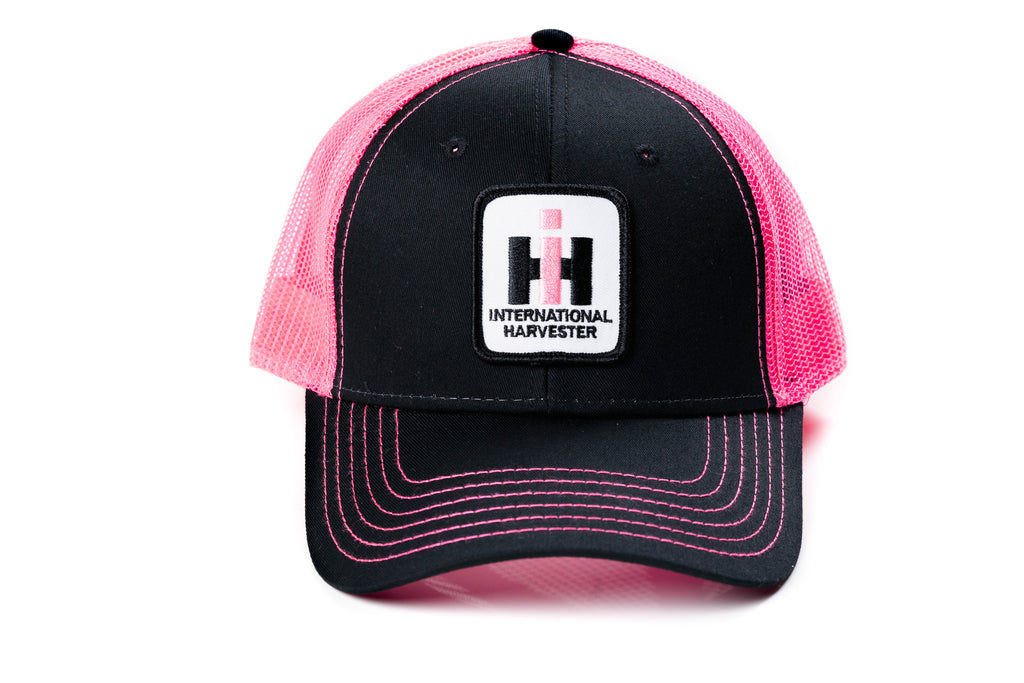 Ladies International Harvester Logo Hat, Black with Pink Mesh Back