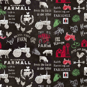 Farmall Farm-to-Table Chalkboard Print Fabric, Black