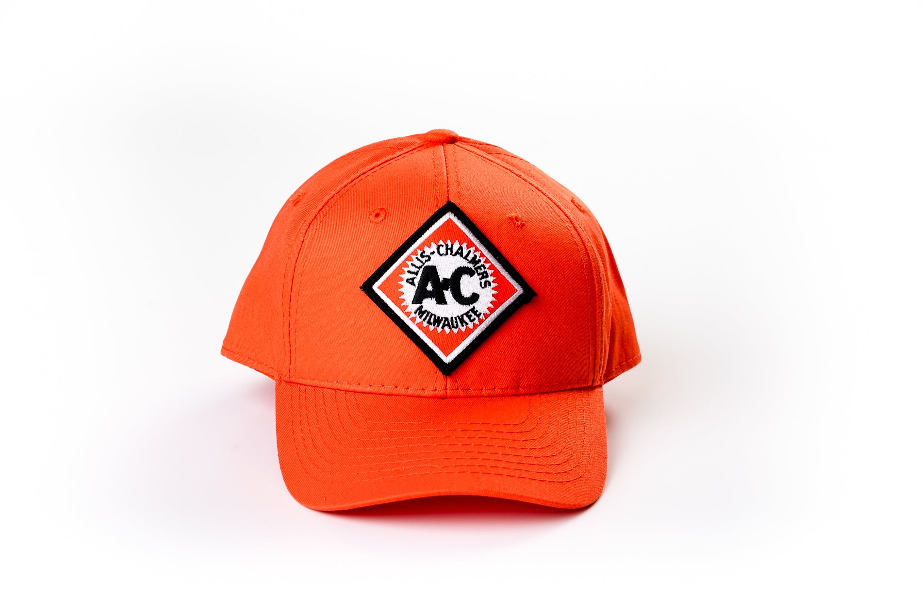 Allis Chalmers Logo Hat, Solid Orange, Vintage Starburst Logo, Choose Adult or Youth Size