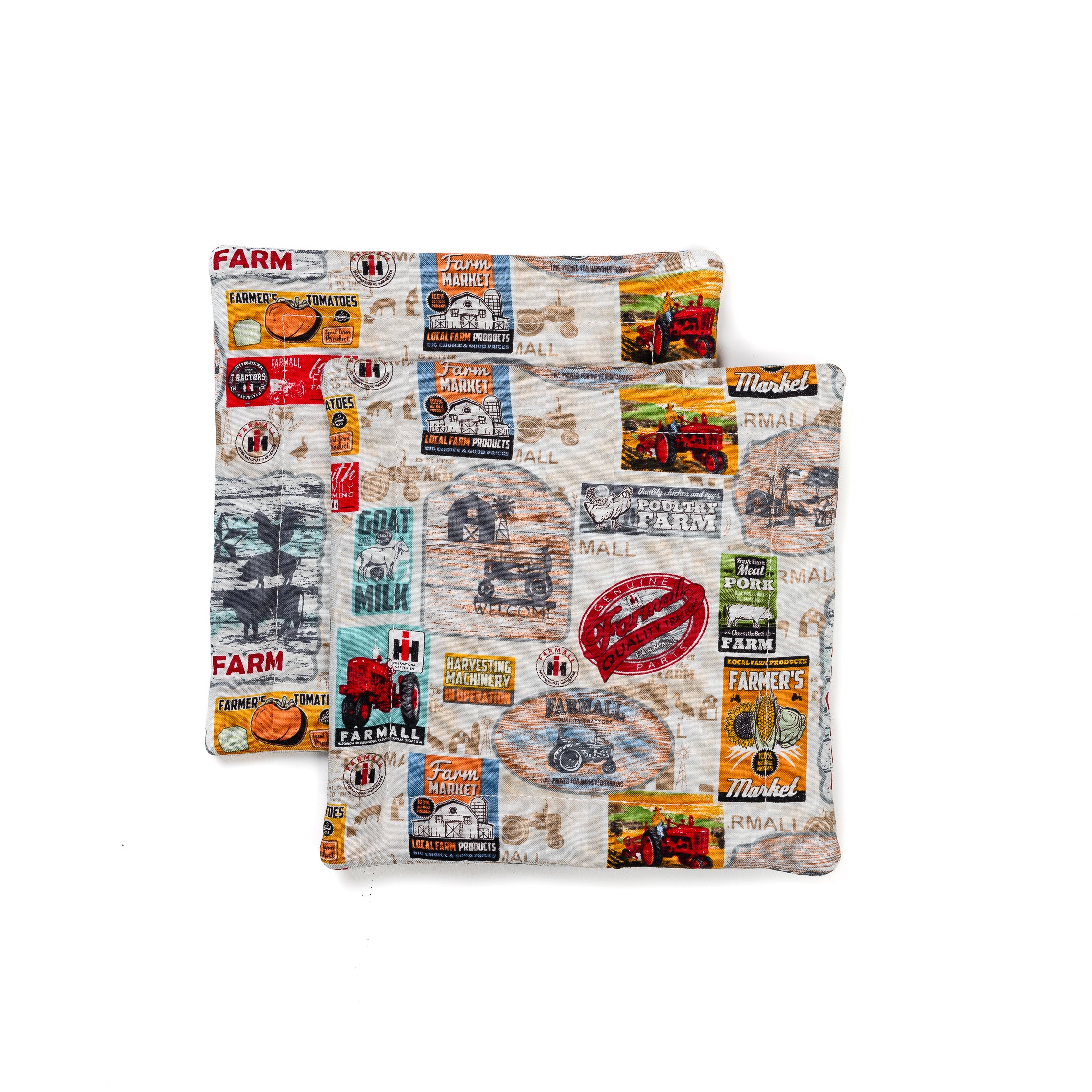 IH Farmall Tractor Pot Holders, Set of Two, Farmer's Market and Farmall Signs