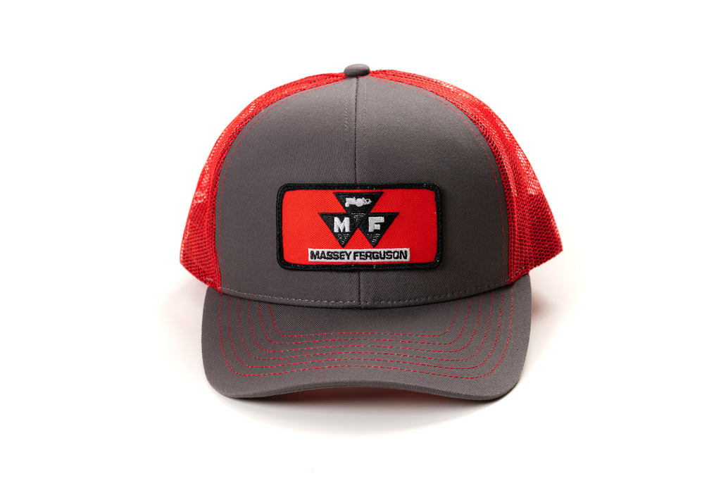 Red Massey Ferguson Tractor Logo Hat, Gray with Red Mesh Back