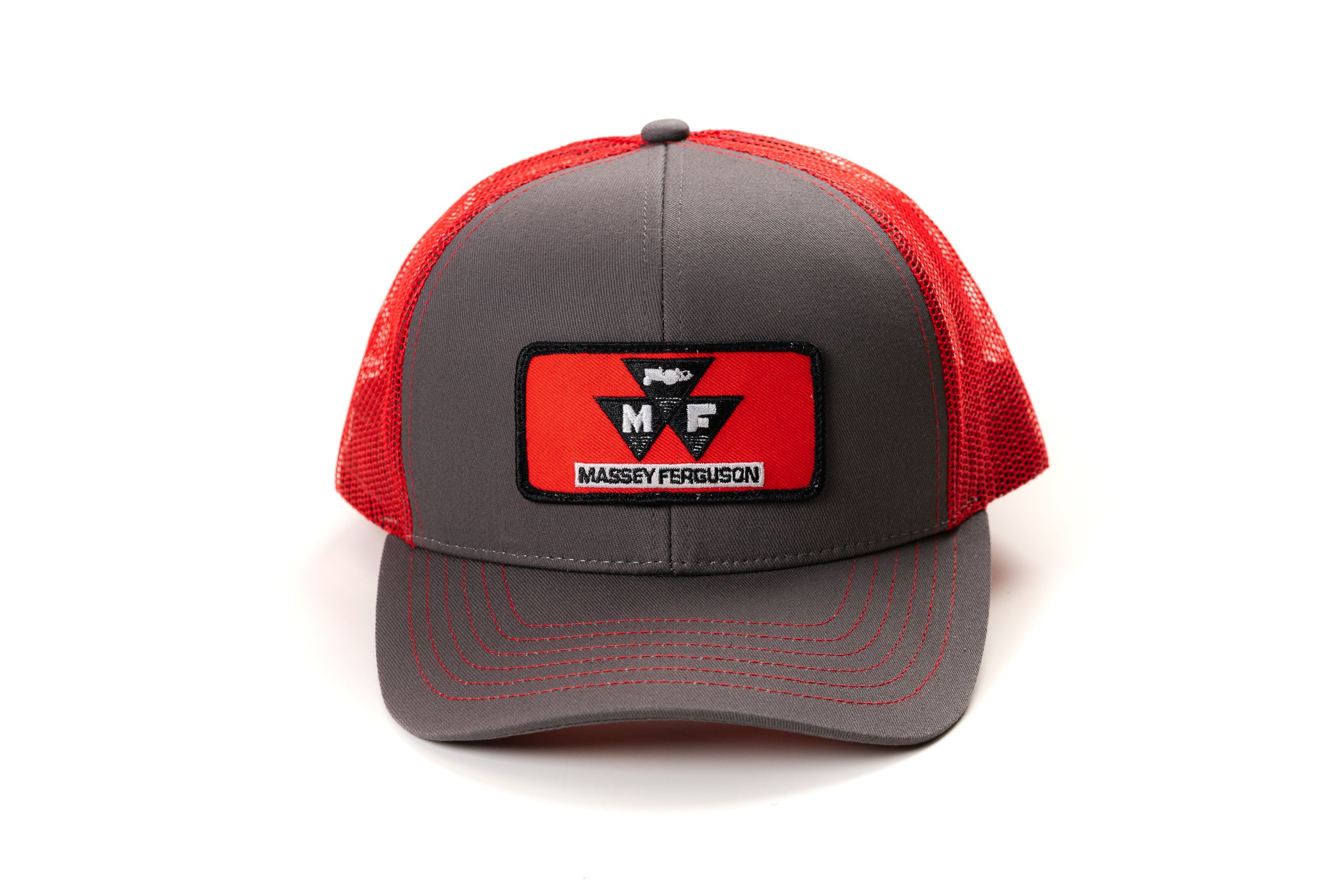 Red Massey Ferguson Tractor Logo Hat, Gray with Red Mesh Back