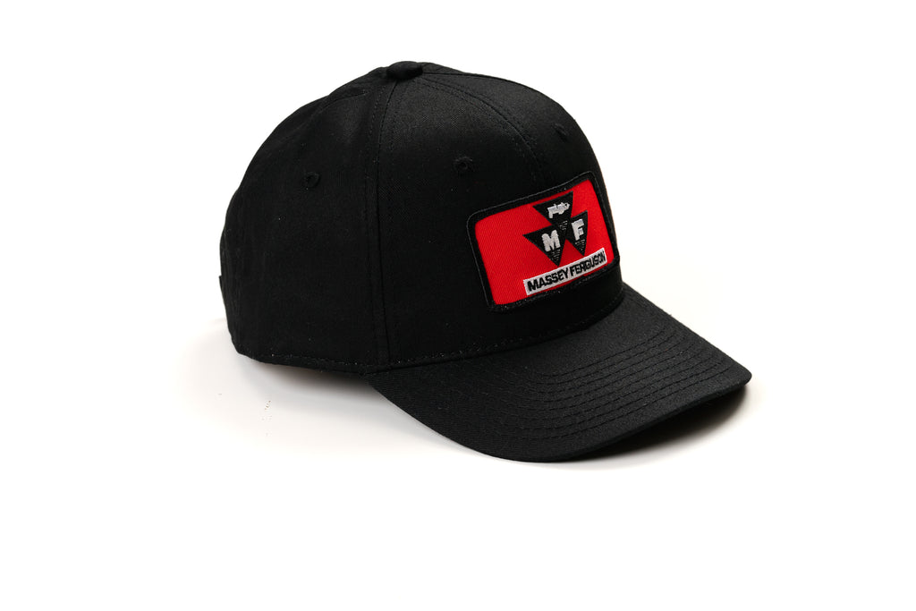 Youth Size Massey Ferguson Logo Hat, Solid Black Hat with Red Massey Ferguson Logo