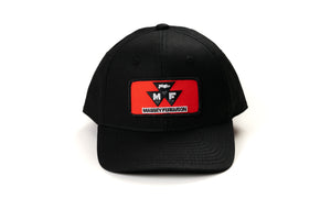 Youth Size Massey Ferguson Logo Hat, Solid Black Hat with Red Massey Ferguson Logo