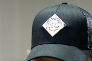 Allis Chalmers Hat, Liquid Metal Vintage Logo, Black Mesh