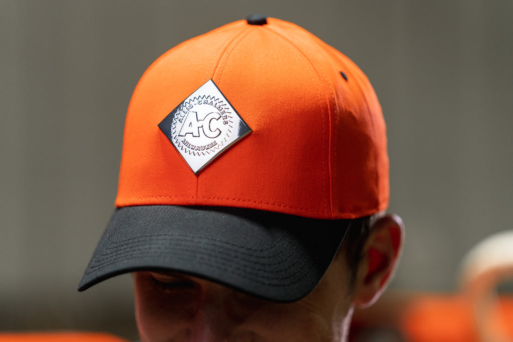 Allis Chalmers Hat, Liquid Metal Vintage Logo, Orange/Black