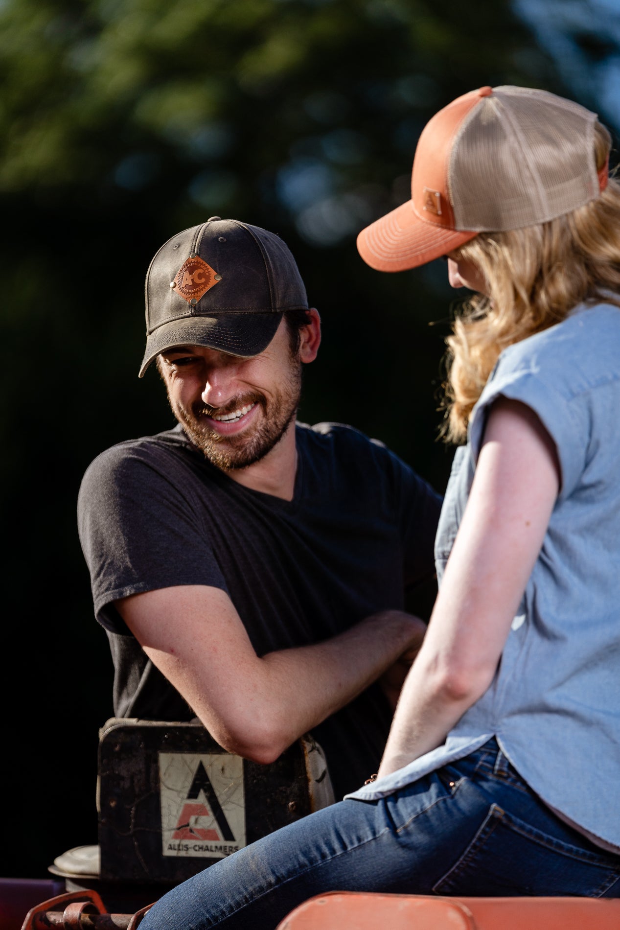 Burnt Orange AC Leather Emblem Hat, Mesh Back