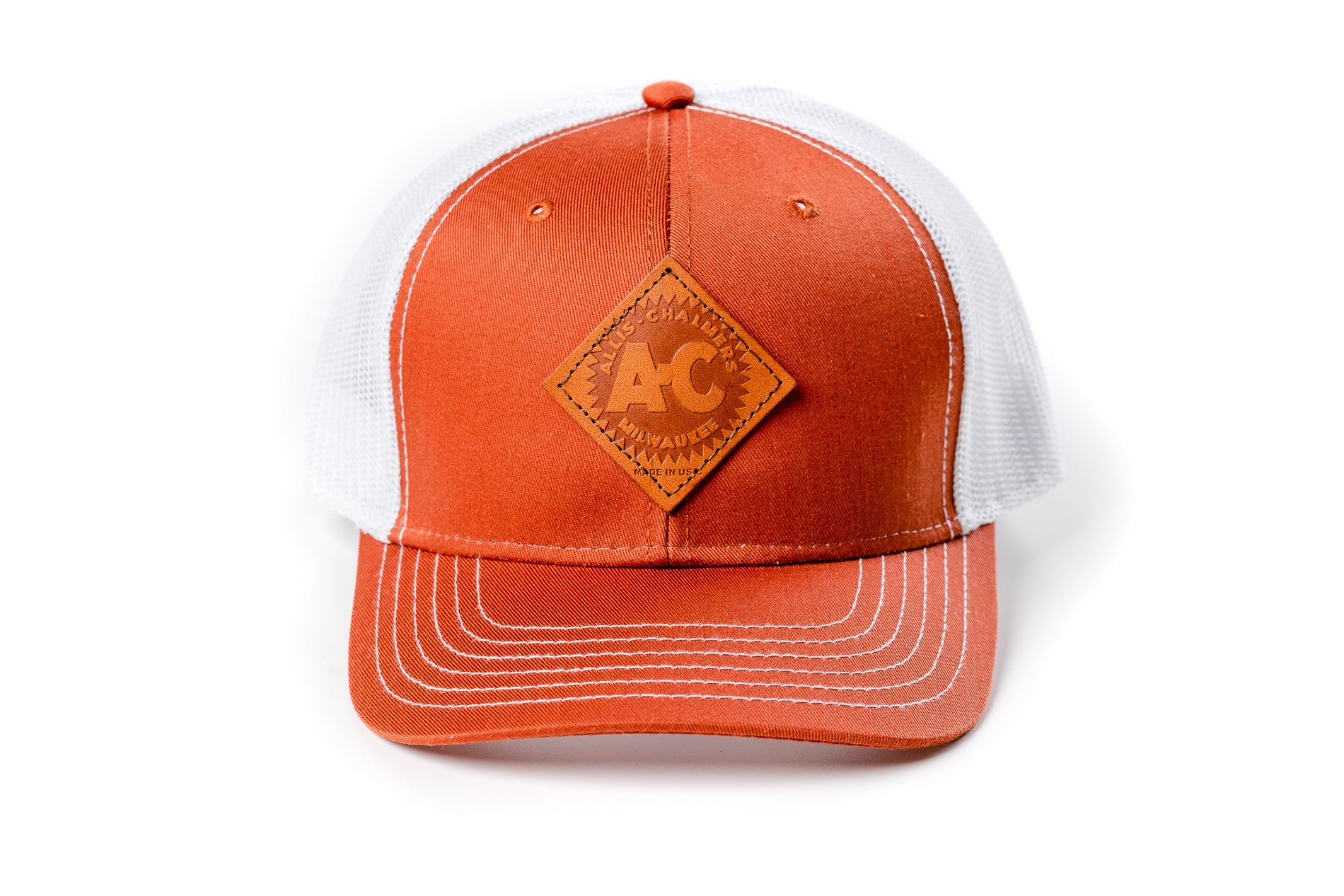 Vintage Allis Chalmers Leather Hat, Burnt Orange