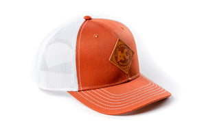 Vintage Allis Chalmers Leather Hat, Burnt Orange