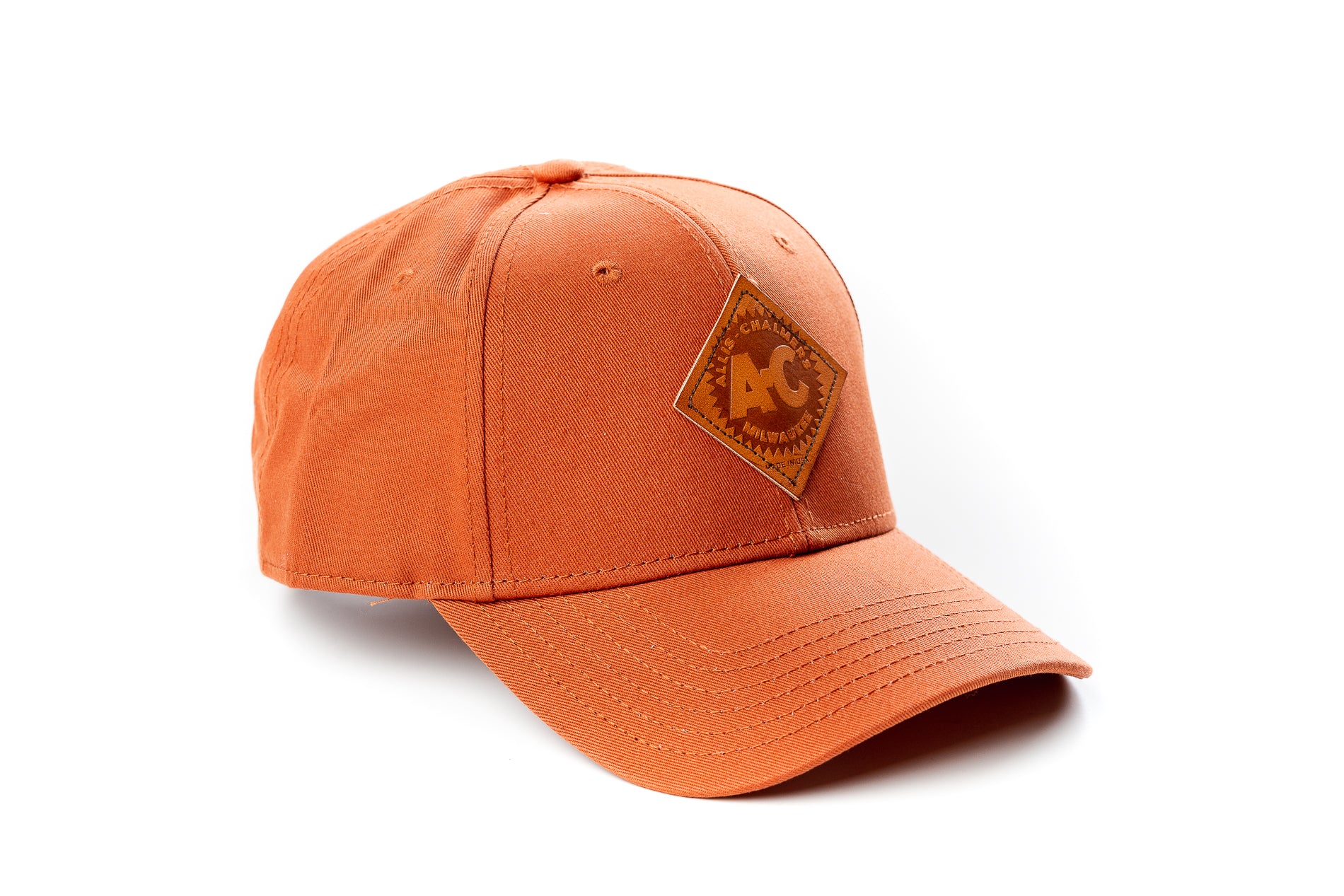 Allis Chalmers Hat, Vintage Starburst Logo, Leather, Burnt Orange