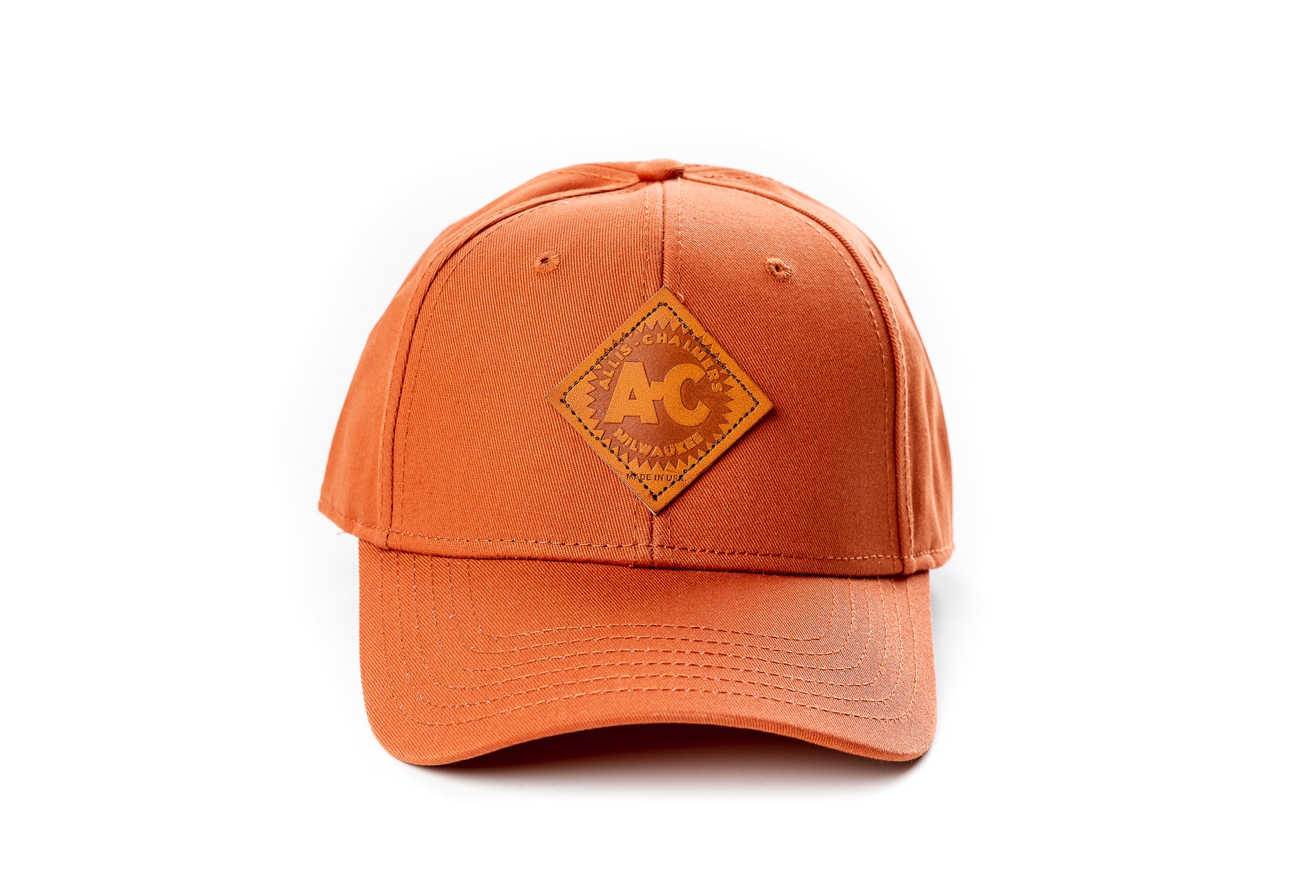 Allis Chalmers Hat, Vintage Starburst Logo, Leather, Burnt Orange