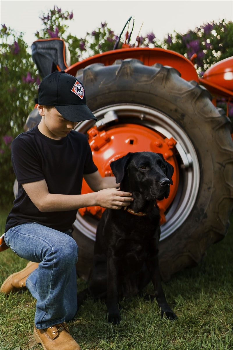 YOUTH -Size Vintage Allis Chalmers Logo Solid Black Hat