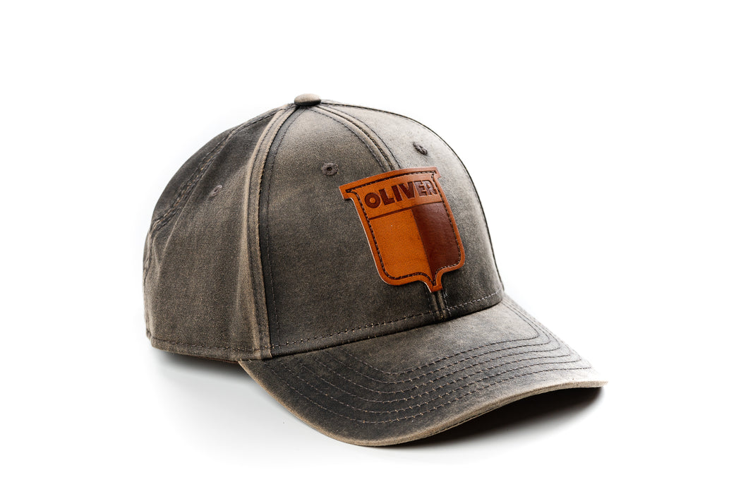 Vintage Oliver Leather Emblem Hat, Oil Distressed