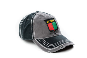 Vintage Oliver Logo Hat, Gray and Black Distressed