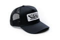 White Farm Equipment Hat, Trucker Style Black Mesh