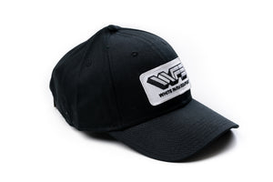 White Farm Equipment Hat, Solid Black