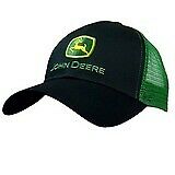 John Deere Hat, Black with Green mesh Back